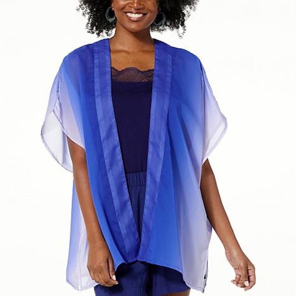 Colleen Lopez Topper Duster Womens Sz‎ XS Printed Topper Purple Haze Lightweight